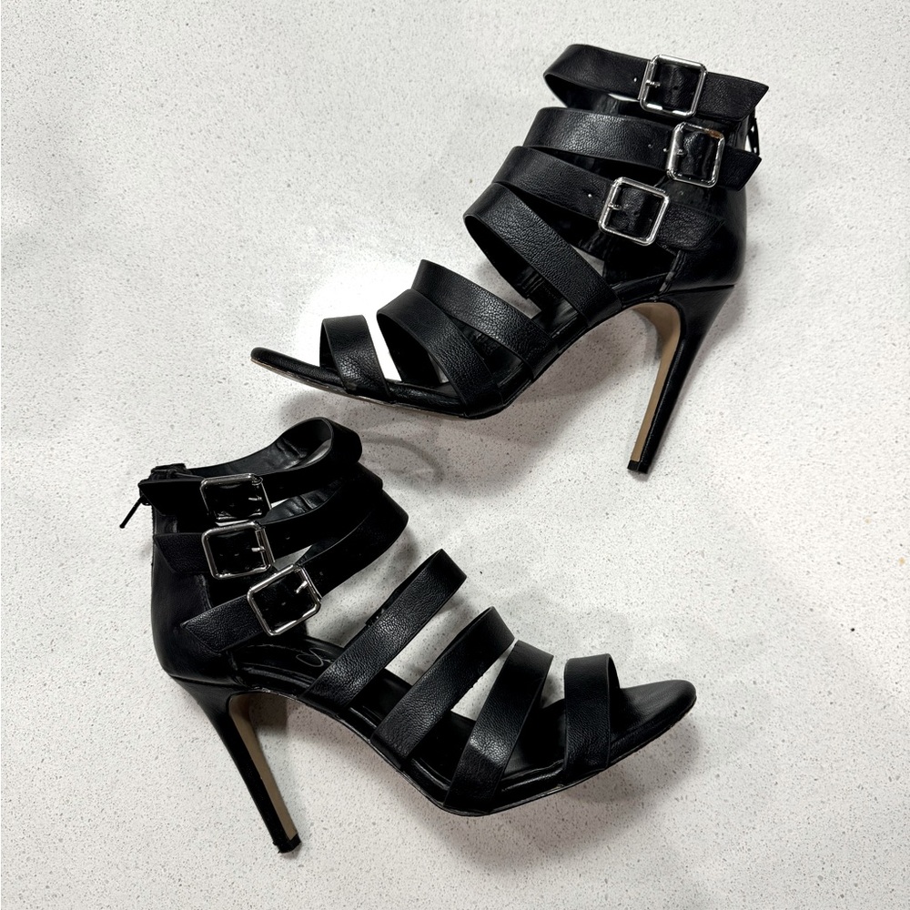 Jessica Simpson black strappy heels